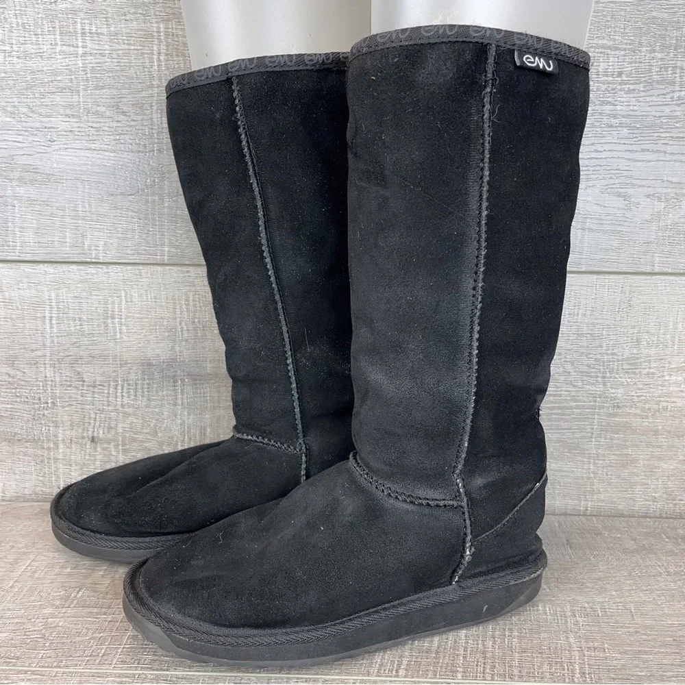 EMU sz 6 Brontë black suede wool lined boots